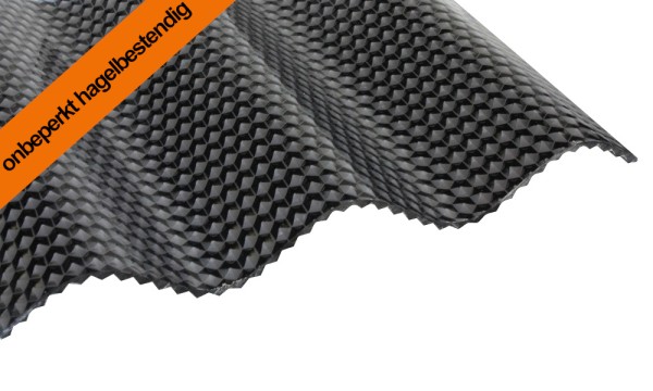 PC golfplaat, onbeperkte hagelbestendigheid, grafietgrijze honingraat 2,6 mm, 76/18 sinus