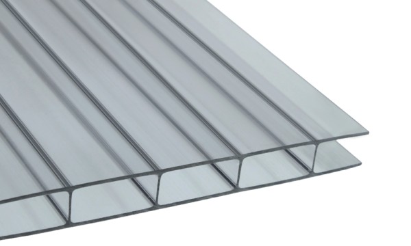 16 mm kanaalplaat van polycarbonaat, grafietgrijs, 2-voudige structuur