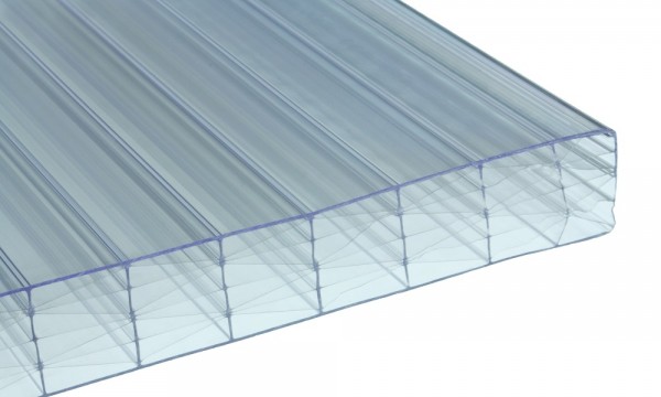 25 mm kanaalplaat van polycarbonaat, glashelder, 7-voudige structuur + XX