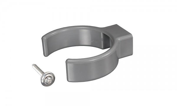 Clip-buisklem, grijs, PVC, voor DN 75 incl. VA-loodgietersschroef 4,5 x 45