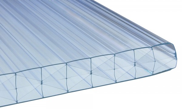 25 mm kanaalplaat van polycarbonaat, glashelder, 3-voudige structuur + X