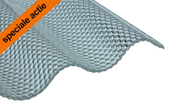 ! Speciale actie ! Acryl golfplaat, glashelder honingraat 3 mm, 76/18 sinus