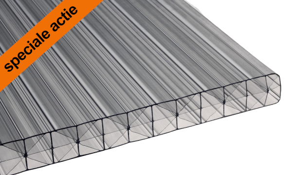 ! Speciale actie ! 16 mm kanaalplaat van polycarbonaat, grafietgrijs, structuur 3-voudig + X