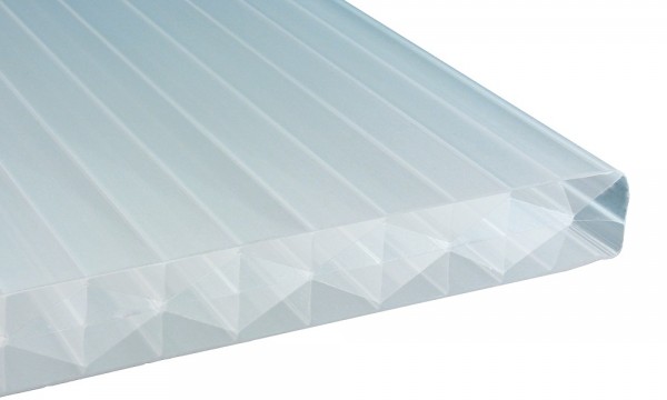 25 mm kanaalplaat van polycarbonaat, opaalwit, 3-voudige structuur + X