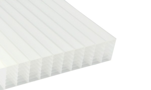 25 mm kanaalplaat van polycarbonaat, opaalwit, 7-voudige structuur