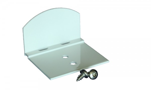 Montagebeugel wit afgerond, aluminium, incl. 2 VA-schroeven