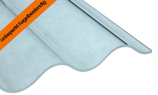 PC golfplaat, onbeperkte hagelbestendigheid, glashelder glad 2,5 mm, 76/18 sinus