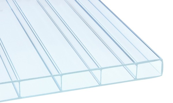 16 mm HIGHLUX® kanaalplaat van acrylglas, 32 mm kanaalafstand, glashelder, 2-voudige structuur