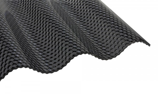 Acryl golfplaat, grafietgrijs honingraat 3 mm, 76/18 sinus