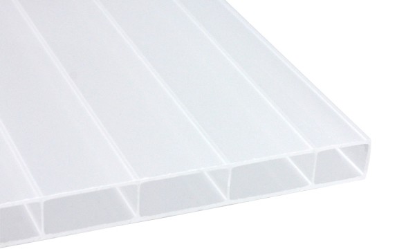 16 mm HIGHLUX® kanaalplaat van acrylglas, 32 mm kanaalafstand, opaalwit, 2-voudige structuur