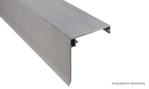 Decoratief klemdeksel voor weldorpel, geperst blank, van aluminium, ca. 60 mm breed